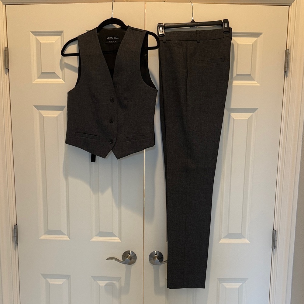 Mango Charcoal Gray Tailored Vest and Pants Set